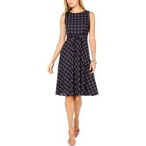 Jessica Howard | Midi Dress Plaid Knot-Front Navy
